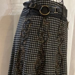 Black/white check skirt uniquely trimmed